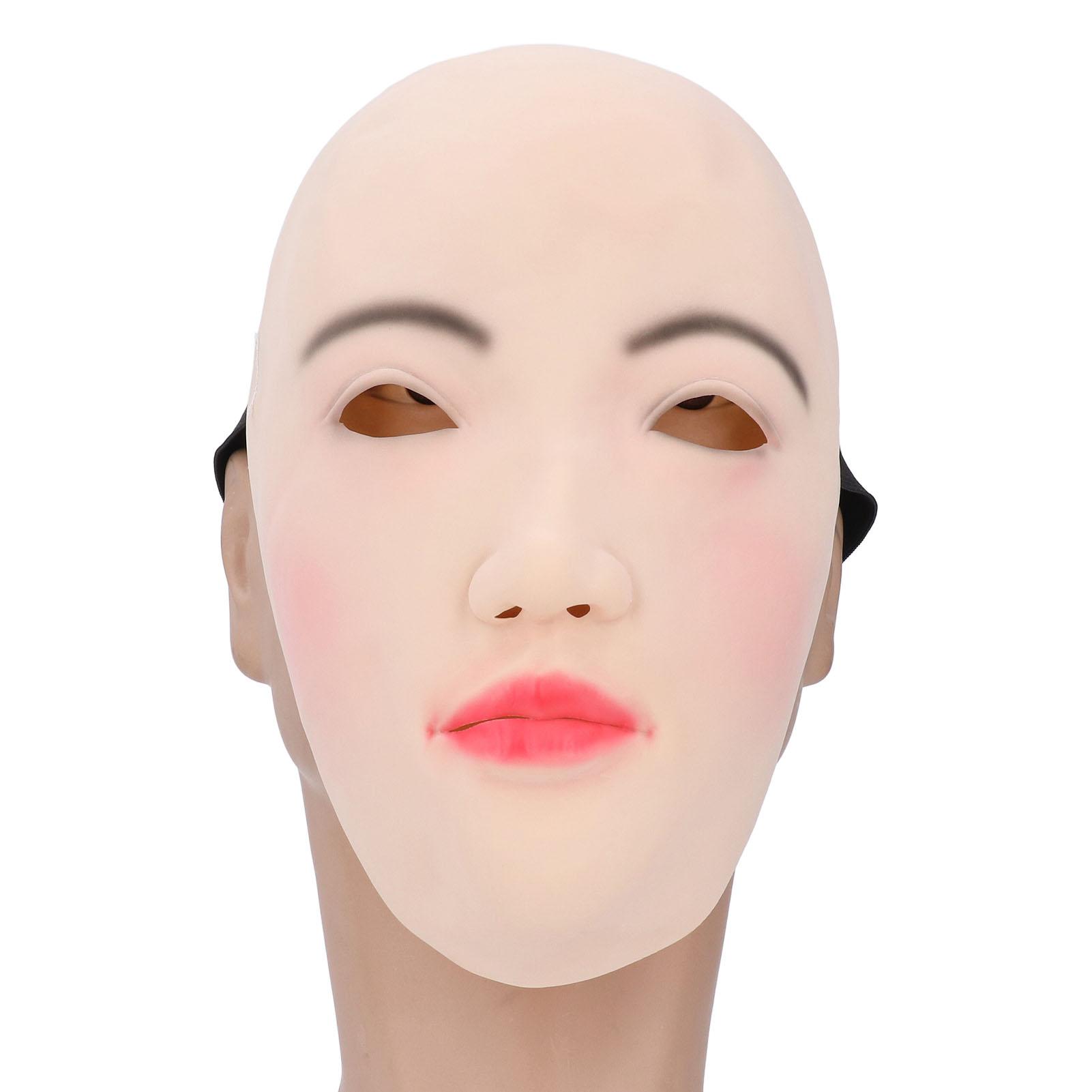

Half Face Latex Women Face Realistic Soft Stretchy Eye Holes Latex Human Female Face for Cosplay Party Crossdressing