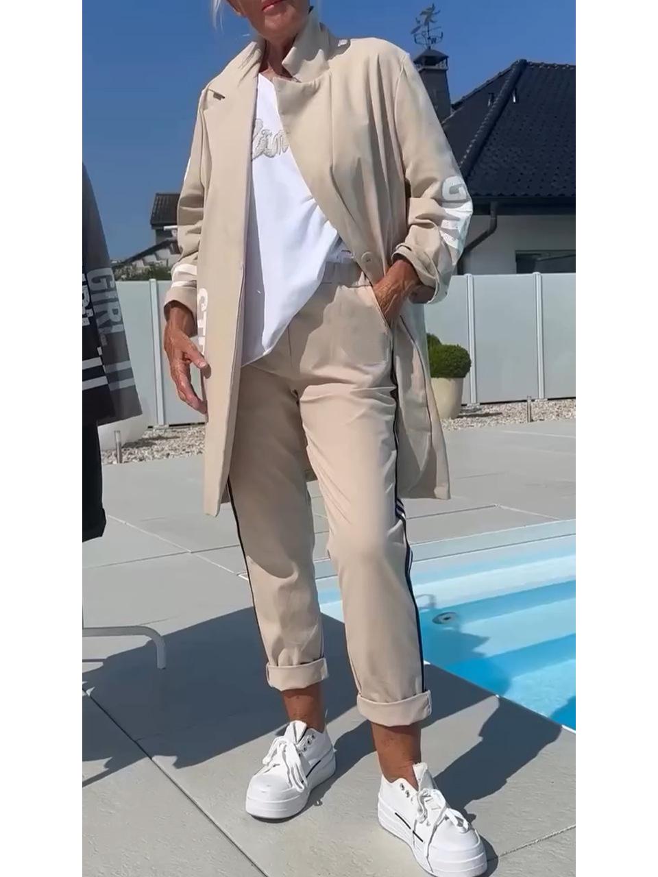 

2025 Європейський та Американський Повсякденний Жіночий Набір з Літерами: Трендовий Крос-кордонний Стиль Large хакі