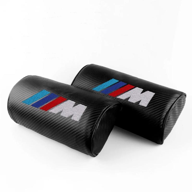 2 Stück Karbonfaser Auto Sitz Nackenkissen Stütze Reise Kopfstütze Zubehör für BMW M Performance E46 E90 E60 F30 E39 E87 W222