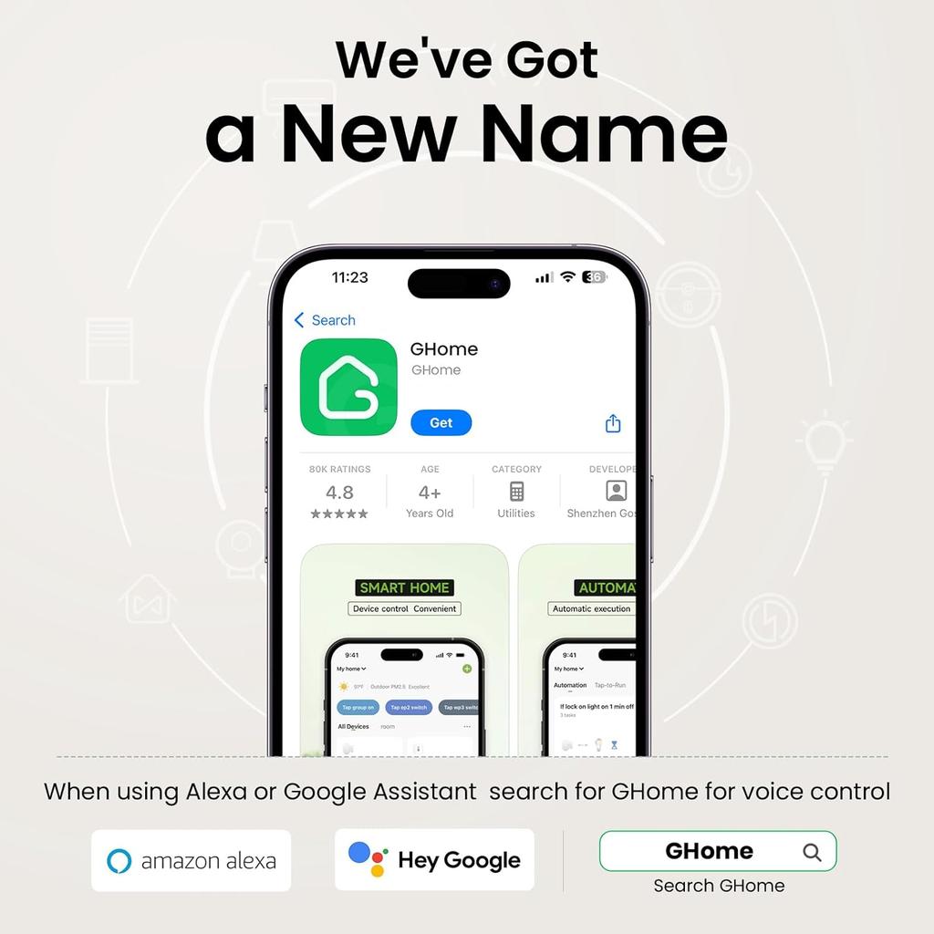 GHome Smart Switches for Lights, WiFi Smart Light Switch Works with Alexa and Google Home, Single-Pole, Neutral Wire Required, 2.4Ghz WiFi Light