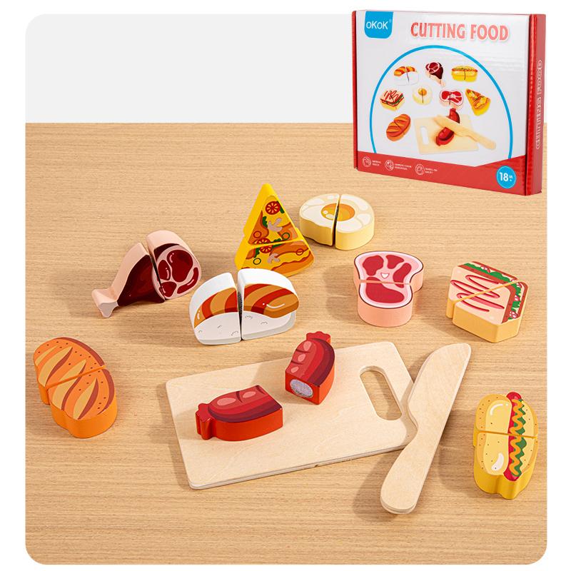 Simulation Kitchen Pretend Fruit Vegetable Ice Cream Food Cutting Toy Wooden Classic Game Montessori Educational Toy For Kids