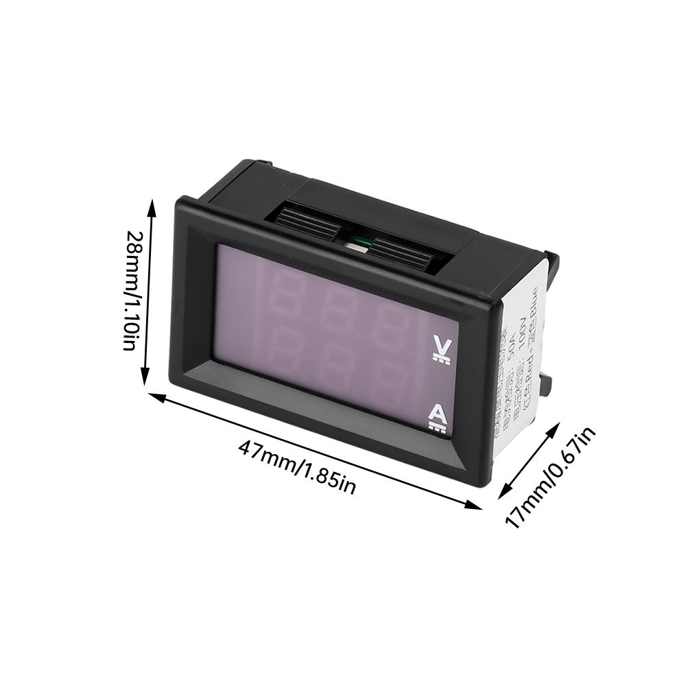 DC 0-100V 50A Digital Voltmeter Ammeter Dual Display Voltage Detector Current Meter Panel Amp Volt Gauge Red Blue LED DC4-28.0V