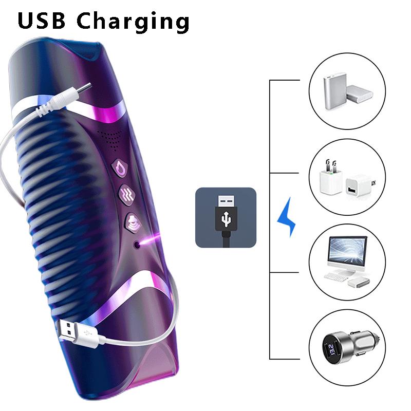 Male Masturbation Electric Automatic Vibrator Voice Heating Vagina Puss Blowjob for Adult 18 Men Penis Trainer