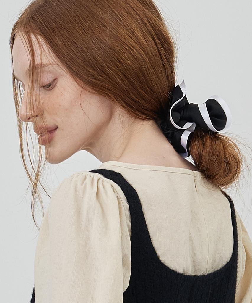 The-Abon Classic Line Hair Scrunchie Black White