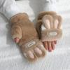 Thickened Half Finger Gloves Cartoon Flip Cover Plush Gloves Gift Rabbit Ears Mittens  School