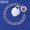 925 Sterling Silver Wedding Gift Heart Pendant Bracelet Fashion Jewelry