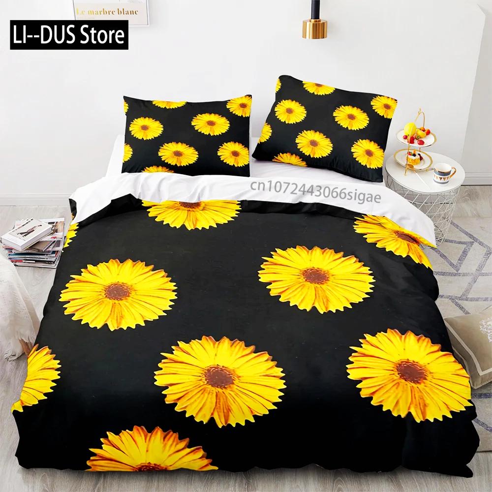 Sun Flower Bedding Set Single Twin Full Queen King Size Sunflower Bed Set Aldult Kid Bedroom Duvetcover Sets 3D Print Women Gift