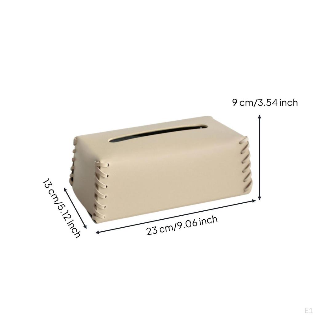 Leather Tissue Box Cover Structured Rectangular Dispenser for Living Room, Bedroom,
