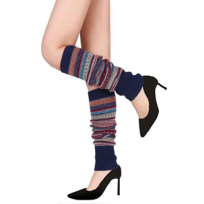 Winter Women's Long Leg Warmers, Boho Boot Warmers, Cozy Knitted Accessories for Cold Seasons.