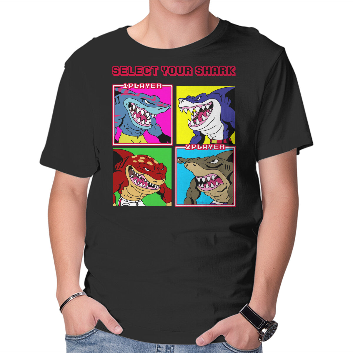 Unisex Crew Neck T-Shirt Select Your Shark Graphic Short Sleeve Casual Tee XXXL