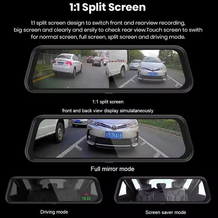 10 Inch Touch Screen Stream Media Car DVR Dash Cam Dual Lens Rear View Mirror Auto Dashcam Video Recorder Car HD Dash Camera