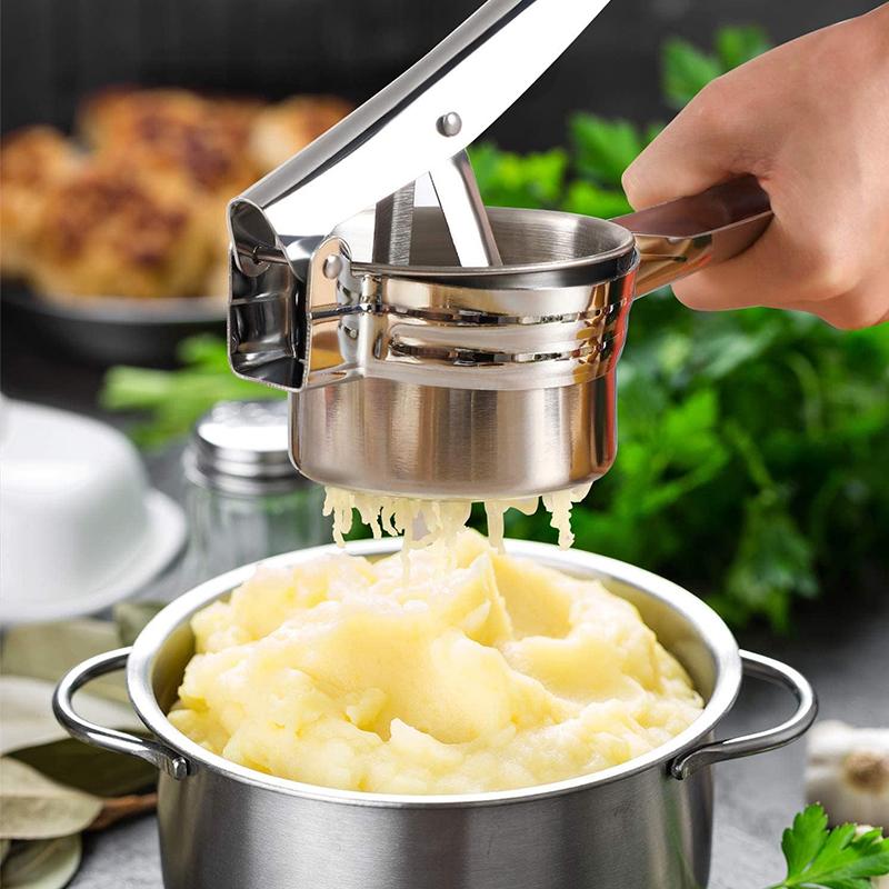 Manual Potato Masher Stainless Steel Potato ricer with 3 Interchangeable Discs for Mashed Potatoes, Cauliflower, Yams