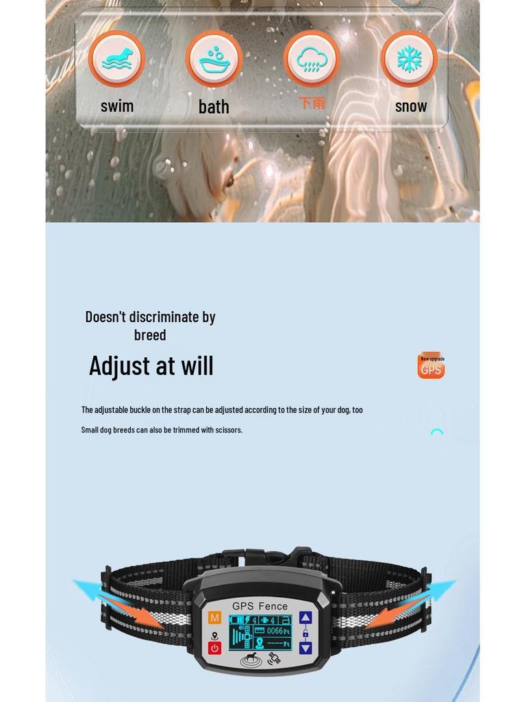 Cross-Border GPS Dog Fence & Training Device - Waterproof Anti-Barking Shock Collar