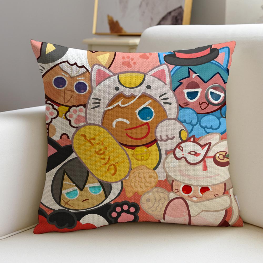 Fun CCookie RunS Cushion Cover Breathable and skinfriendly linen pillowcase square removable and washable cushion