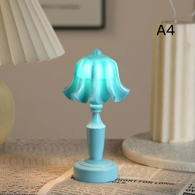 1Pcs Mini Dollhouse Retro Flower Lamp Creative Lily Of The Valley Lotus LED Night Light for DIY Fairy Garden Ornaments