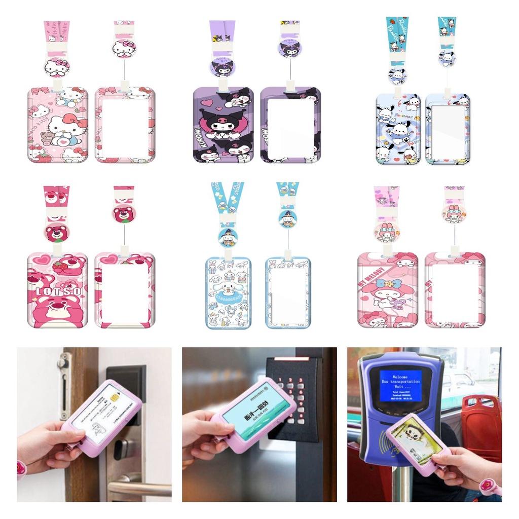 Cute Cartoon Id Card Holder With Retractable Lanyard For Work, School, And Travel