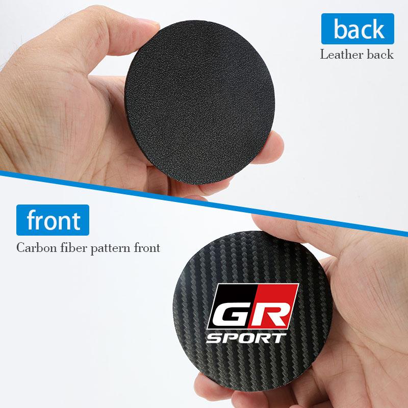 2PCS Car Coasters Leather Water Cup Mat Auto Accessories For Toyota GR SPORT RAV4 Prius Corolla Yaris Crown Auris CHR Camry RT2