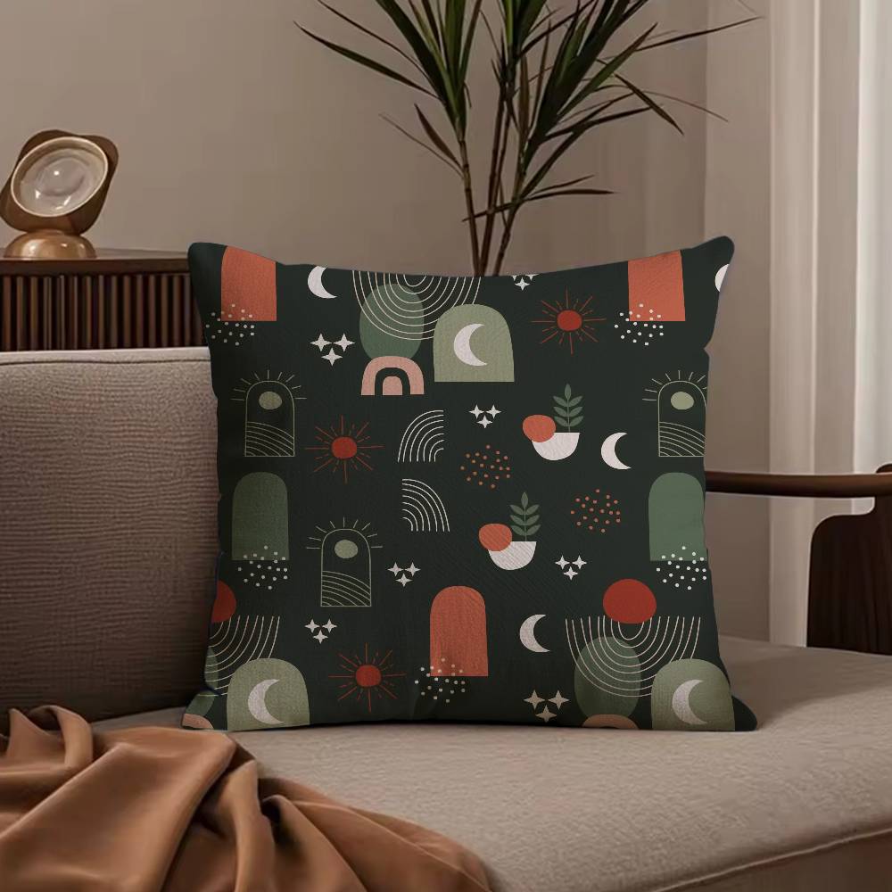 Boho Plant Nordic Pillow Case Anti-dustmite Pillowcase Invisible zipper silky short plush Sofa cushion cover