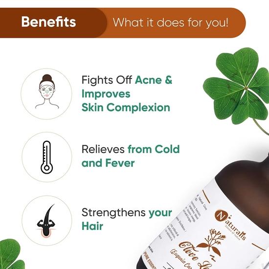 Naturalis Clove Oil for Teeth - Pure Essence of Clove Oil for Gum Care, Soothing Massage, Mehndi and Hair - Therapeutic Grade Essential Oil - 120ml