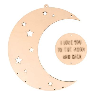 Mobile Wooden Moon To Decorate