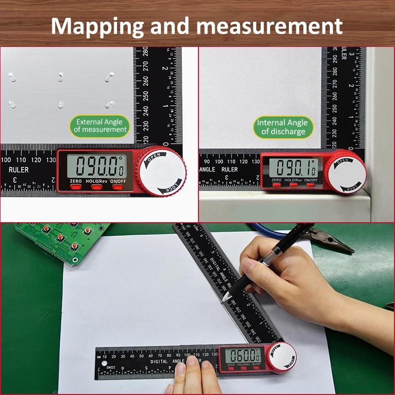 2-in-1 Digital Angle Ruler Inclinometer Protractor Goniometer 360° Plastic/Stainless Steel Gauge Angle finder Measurement Tool
