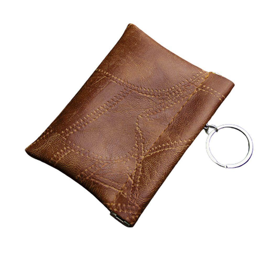Money Change Bag Snake Texture Brown Men Wallets with Keyring PU Leather Card Holders Coin Purse