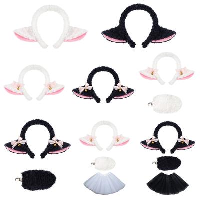 Schaf Tier Rollenspiel Kostüm Schaf Stirnband Schwanz Rock Halloween Lamm Outfit Zubehör für Kinder Mädchen Frauen Cosplay