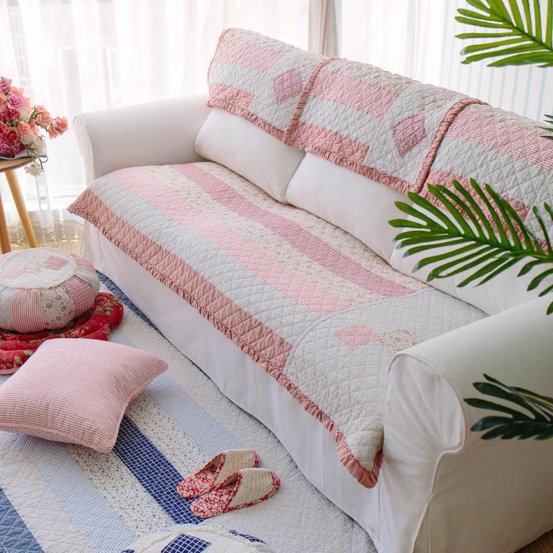 Cotton Anti-slip Quilting Washed Cotton Sofa Cushion Pastoral Patchwork Cotton Four Seasons Sofa Towel Floating Window Cushion
