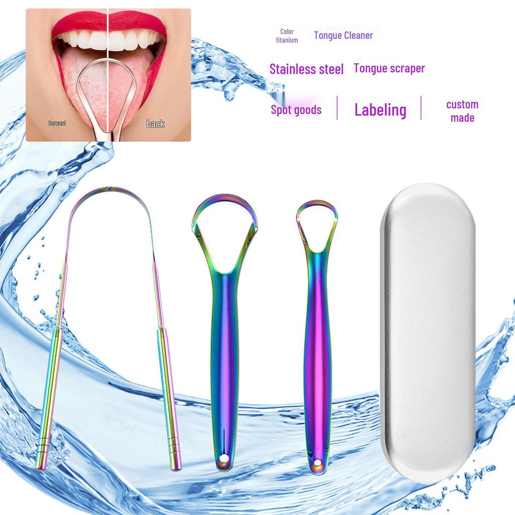 Stainless Steel Titanium Tongue Scraper - Oral Hygiene Tool for Tongue Cleaning
