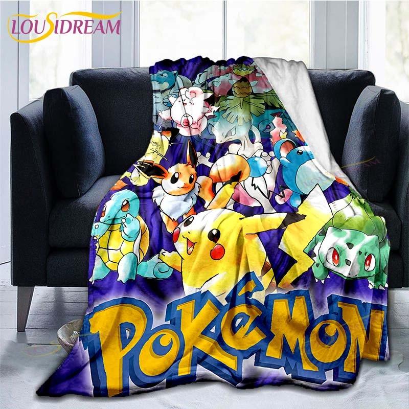 Manta decorativa con estampado de Pokémon, funda de edredón para sofá, ropa de cama de viaje, manta decorativa, manta de franela, colcha, mantas del Grinch