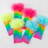New Cartoon Knee Socks Breathable Rainbow Color Ruffles Socks No Heel Stockings