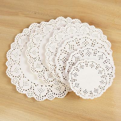 100 Stück Weiße Runde Spitzenpapierdeckchen Untersetzer Platzset Kuchenmatte DIY Geschenkverpackung Basteln Hochzeit Geburtstagsfeier Tischdekoration