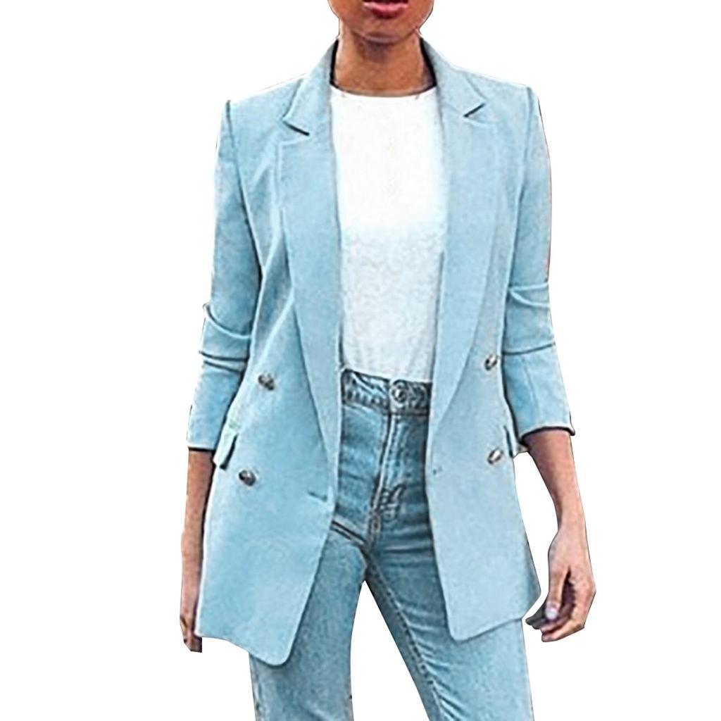 Women's Solid Colour Fashion Lapel Slim Fit Slit Pocket Cardigan Suit Coat