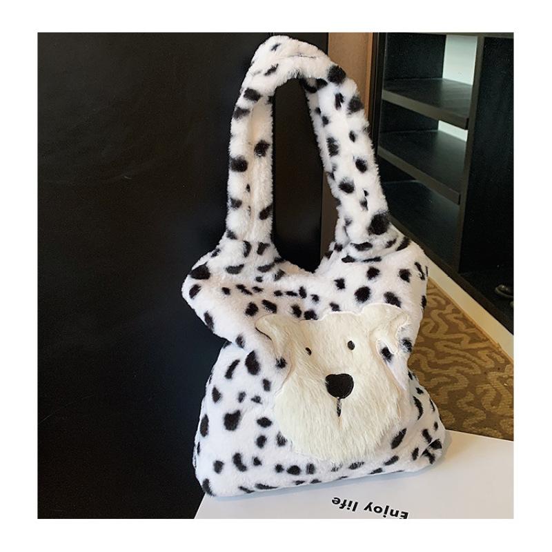 Tooxika Autumn And Winter High-grade Fur Bag Leopard Print Underarm Bag Fashionable Plush Puppy Shoulder Bag
