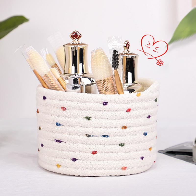 Small Cotton Rope Woven Storage Basket for Desk, Entryway, or Cosmetics
