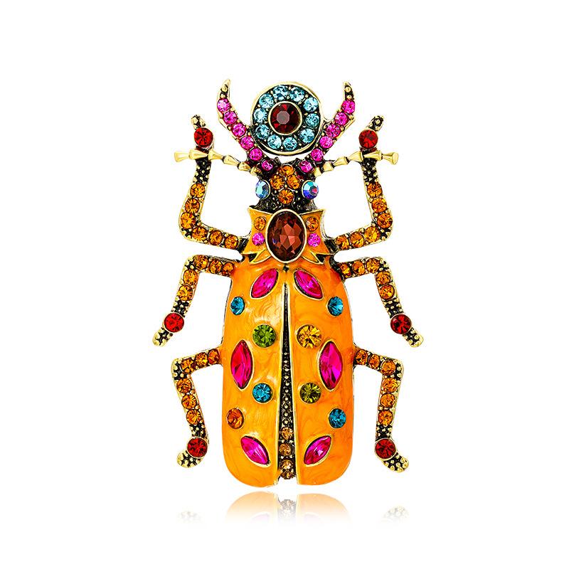 SKEDS New Arrival 2023 Women Men Exquisite Enamel Beetle Pins Brooches Fashion Unisex Suit Clothing Insect Badges Brooch Pin оранжевый