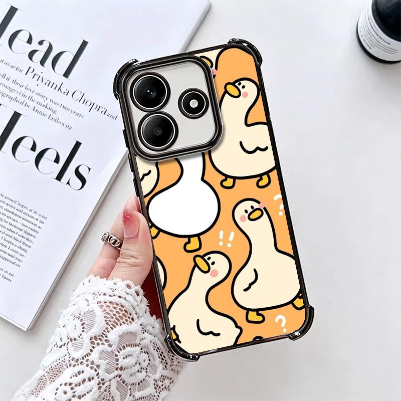 Cartoon Cute Duck Soft Phone Case For Xiaomi Redmi Note 14 15 Pro Plus 13 12 11S 11T 5G 10 9S 9 Plating Anti-Fall Fundas