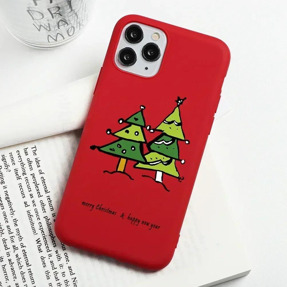 

Cute Christmas Gift Cartoon Phone Case For iPhone 17 16 15 14 13 12 11 Pro Max Plus Mini 7 8 SE Reindeer Snowman Cover Fundas iPhone 13Mini