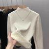 Semi-turtleneck Sweater Women's Autumn and Winter New Thickened Integrated Fleece Bottoming Shirt with Slim-fitting Knitted Top