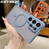 KEYSION Luxury Matte Translucent Magnetic Case for Samsung Galaxy S23 S24 Ultra 5G S23+ S24 FE Shockproof Armor Phone Cover