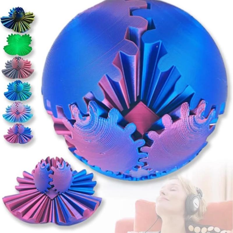 3D Printed Gear Ball Spin Ball Or Cube Fidget Toy,Gear Ball Pop Fidget Toy,Gear Toy For Stress And Anxiety Relaxing,Gear Sphere