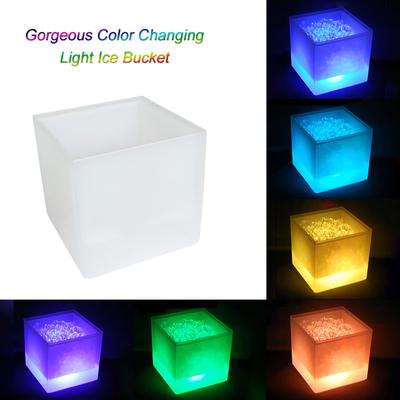 3.5 ליטר מנורת אור LED בקיבולת גבוהה דלי ICE עיצוב מרובע החלפת צבע אוטומטית מופעלת על סוללה