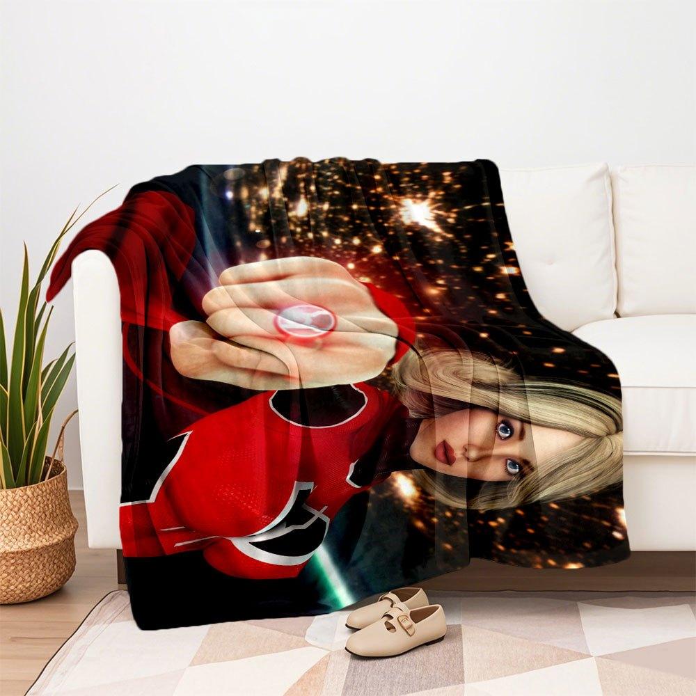 Red Hero Suit with Sparkling Lights Blanket Flannel Throw Blanket for Sofa, Bed, Travel, Camping, Office, Couch, Chair