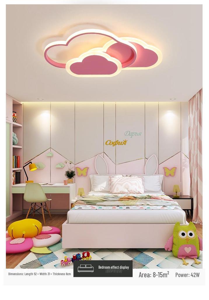 Dimmable LED Ceiling Lamp - Wrought Iron Cloud Design for Kids' Room