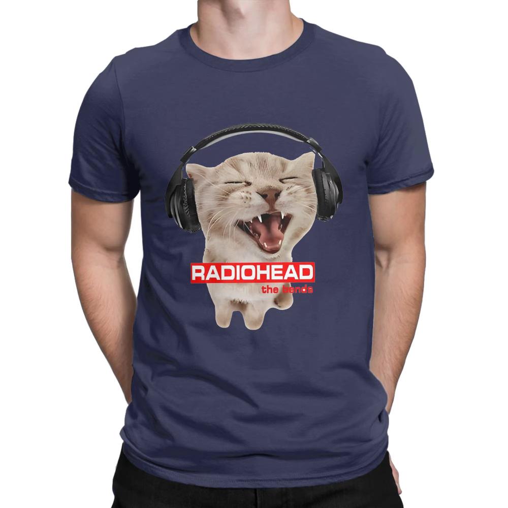 Streetwear T-Shirt Sommer Radiohead Hip Hop T-Shirt Katze mit Kopfhörern Baumwoll-T-Shirt für Mann Frau Y2K Lustig Heißer Verkauf Top Tee 4XL gray