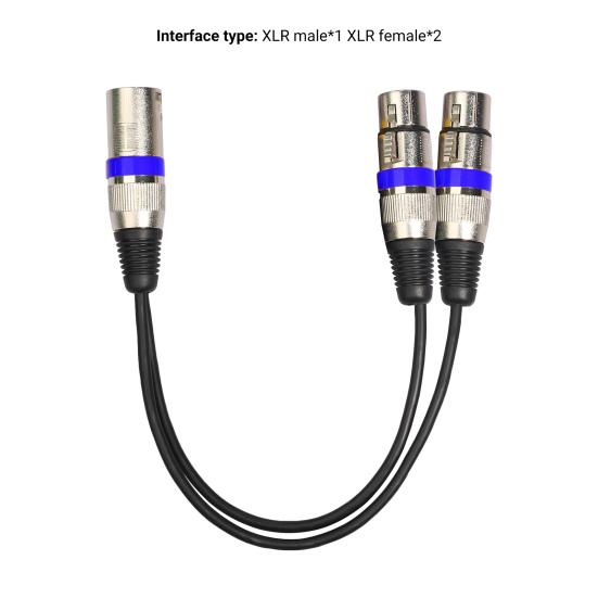 30cm audio kabel s antivibračním efektem, vyvážený přenos, zinková slitina, 2 v 1 XLR samec-XLR samice, audio prodlužovací kabel pro zvukovou konzoli