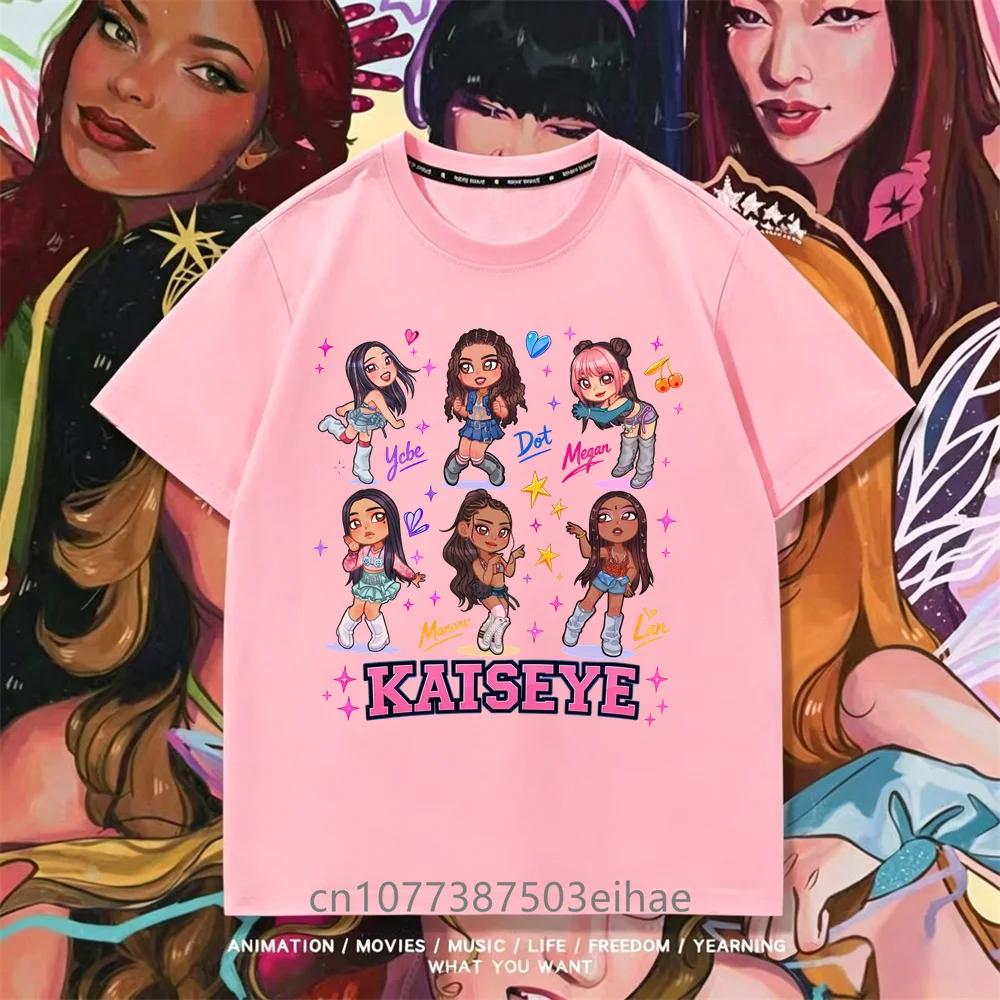 KATSEYE Print T-shirt for Kids Casual Summer Top with Katseye Pattern Short Sleeve Tee Youth Girl Streetwear Fashion Tops