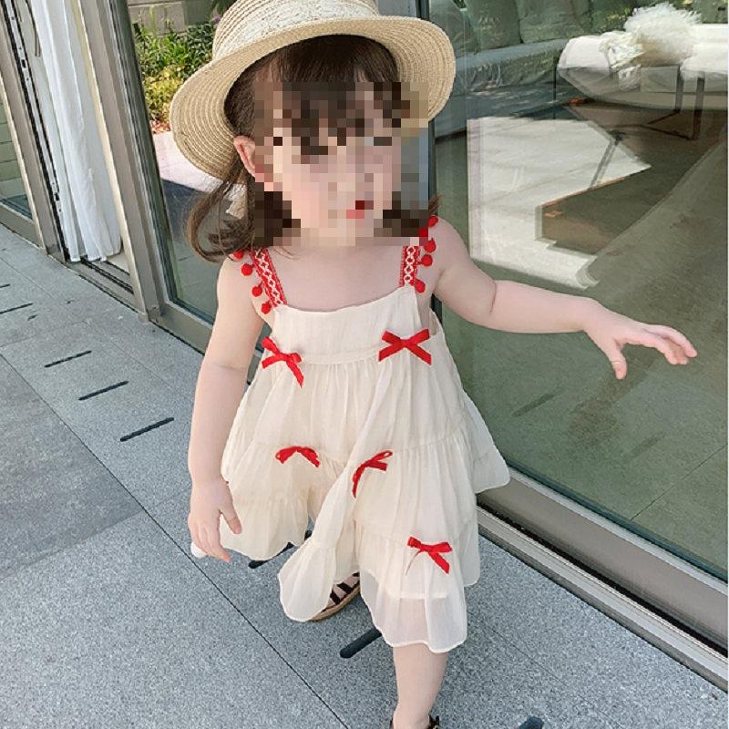 Children Girls Summer Sweet Dress Baby Girls Bow Princess Dresses