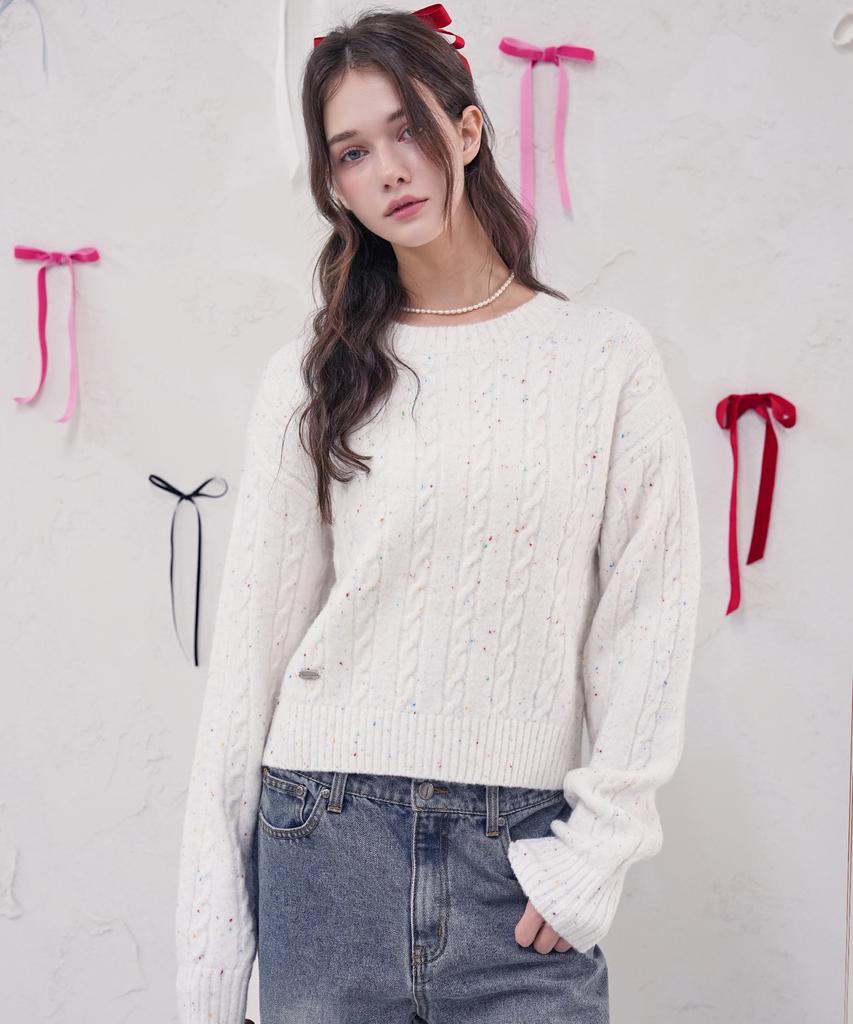 VIVACIOUS Ecru Round Twist Knit_4Colors