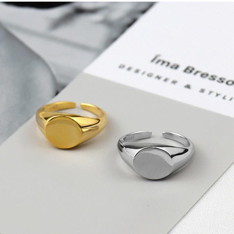 925 Sterling Silver Signet Ring for Women Men Round Ring Geometric Party Jewelry Gifts